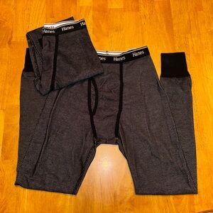 Hanes Men's Black Thermal Long Underwear - Small